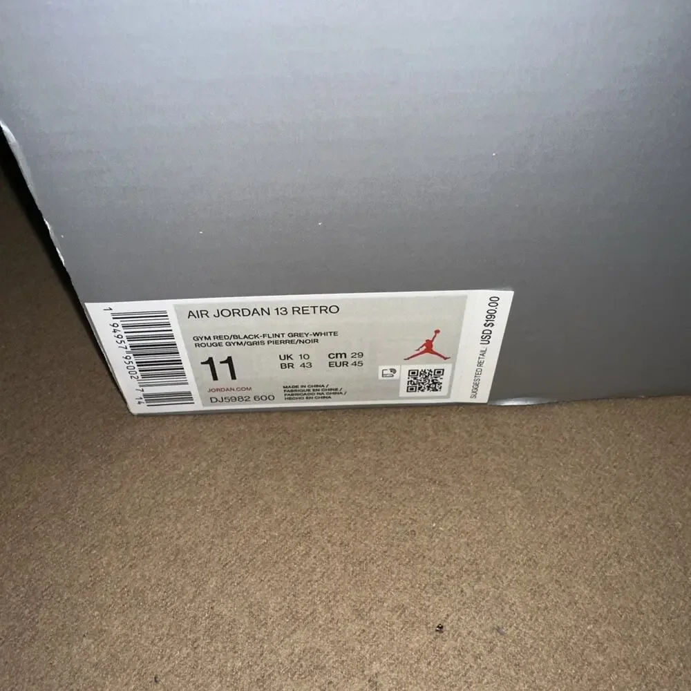 NIB Nike Air Jordan 13 Retro Gym Red/Black-Flint-Grey-White DJ5982-600 Size 11